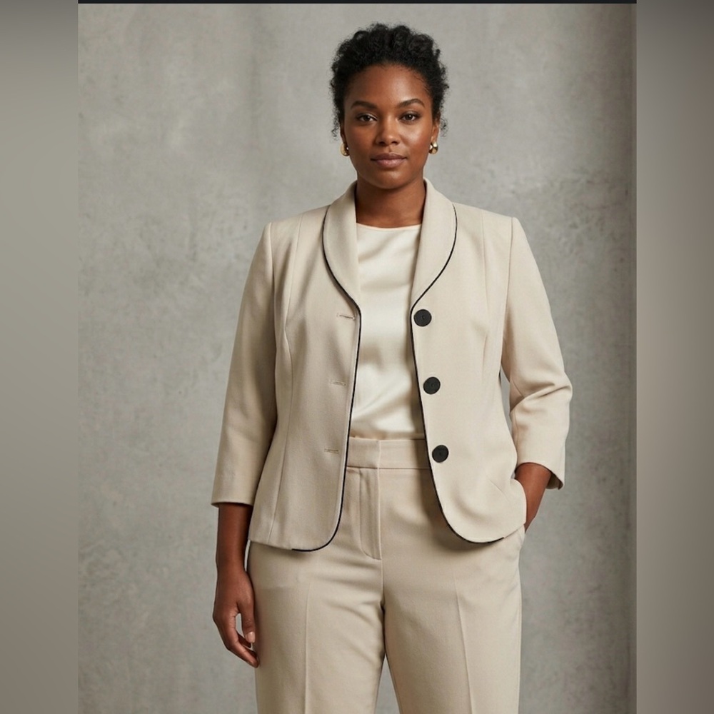 New With Tag-Danny & Nicole Cream Blazer with Black Accents(Size 18)